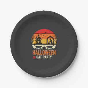 Halloween-Katzenparty Hexenkessel Silhouette Desi Pappteller