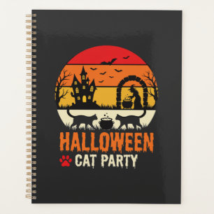 Halloween-Katzenparty Hexenkessel Silhouette Desi Planer