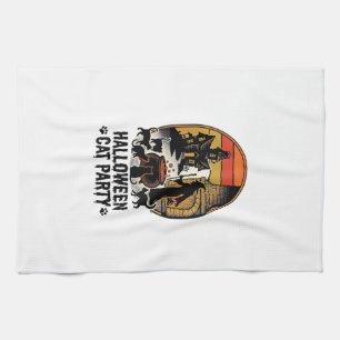 Halloween-Katzenparty Vintage-Hexen-Katzen-Design_ Geschirrtuch