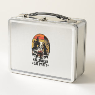 Halloween-Katzenparty Vintage-Hexen-Katzen-Design_ Metall Brotdose