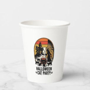 Halloween-Katzenparty Vintage-Hexen-Katzen-Design_ Pappbecher