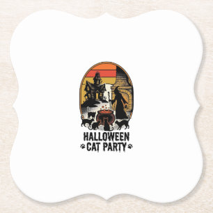 Halloween-Katzenparty Vintage-Hexenkatzen-Design_1 Untersetzer