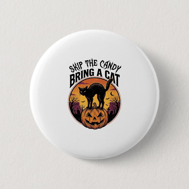 Halloween-Katzenshirt für Geschenk an unheimliche  Button (Vorderseite)