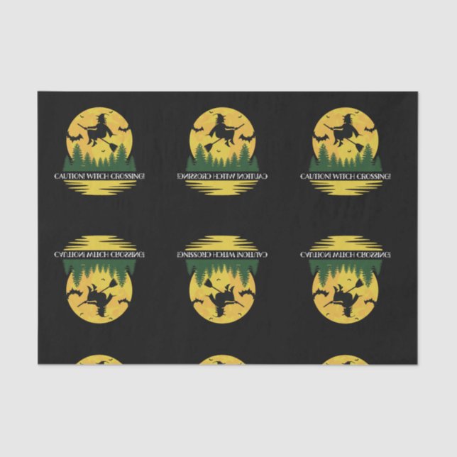 Halloween Kaution Hexe überquert flying Broomstick Seidenpapier (Vorderseite)