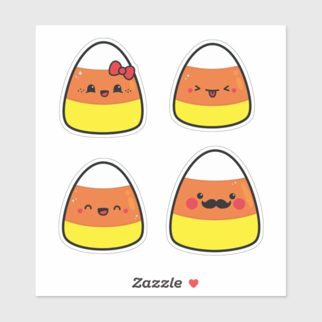 Halloween Kawaii Candy Corn Family Sticker Pack (Blatt)