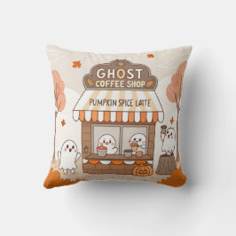 Halloween Kawaii Ghost Barista Illustration Kissen