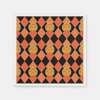 Halloween Kawaii Jack-o-Laterne-Raute Serviette