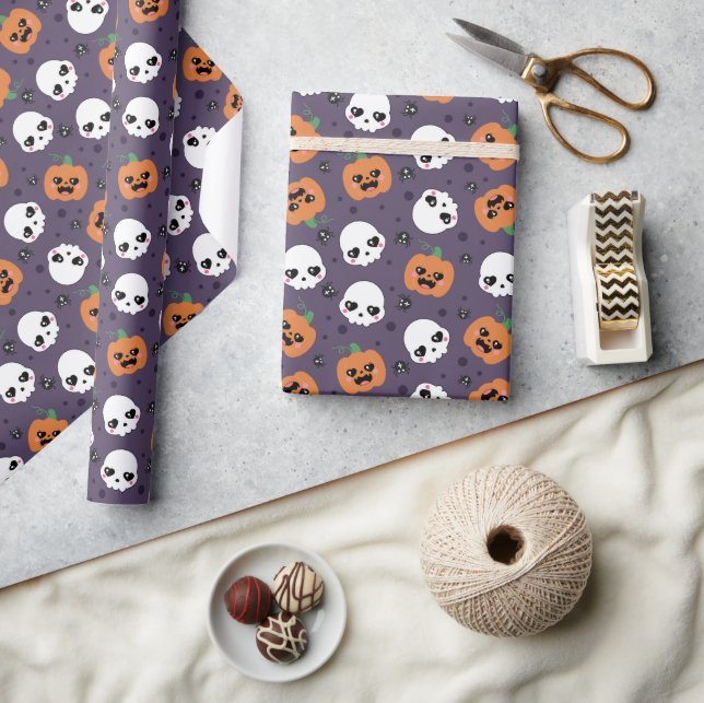 Halloween Kawaii Muster Geschenkpapier (Kunsthandwerk)