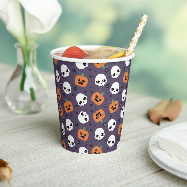 Halloween Kawaii Pattern Pappbecher (In Situ)