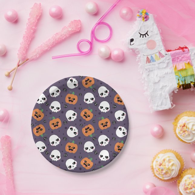 Halloween Kawaii Pattern Pappteller (Party)