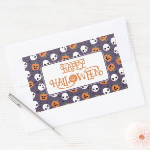 Halloween Kawaii Pattern Rechteckiger Aufkleber
