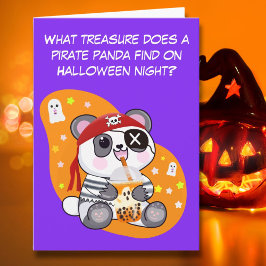 Halloween Kawaii Pirate Panda trinkt Boba Tea Karte