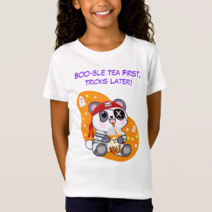 Halloween Kawaii Pirate Panda trinkt Boba Tea T-Shirt