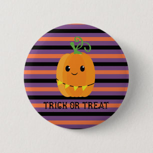 Halloween Kawaii Pumpkin Striped Button