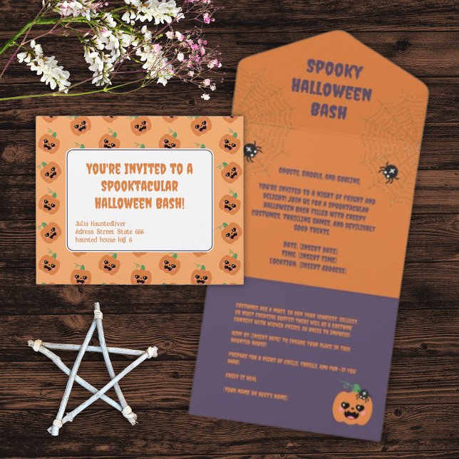 Halloween Kawaii Pumpkins Pattern All In One Einladung (Von Creator hochgeladen)