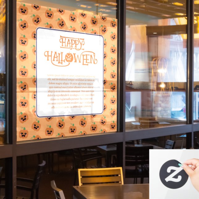 Halloween Kawaii Pumpkins Pattern Fensteraufkleber (Restaurantfenster)