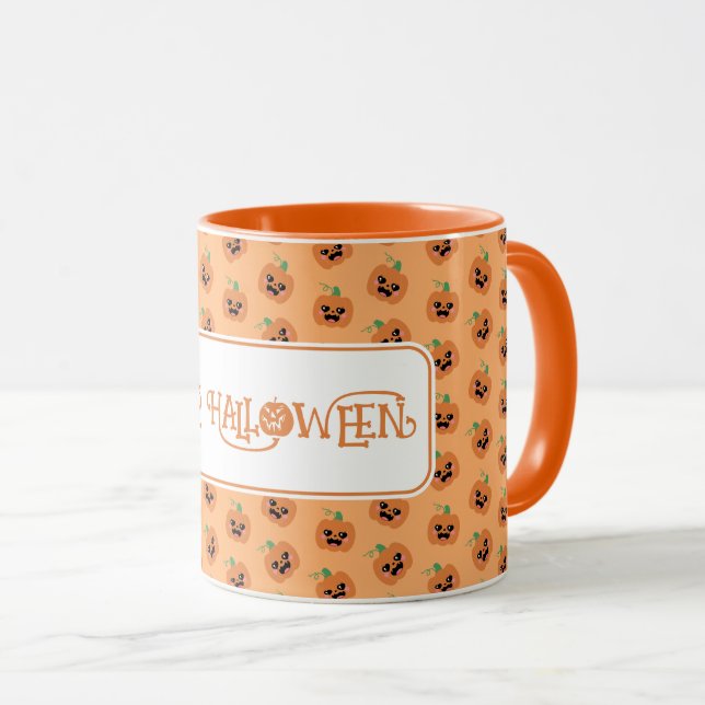 Halloween Kawaii Pumpkins Pattern Tasse (VorderseiteRechts)