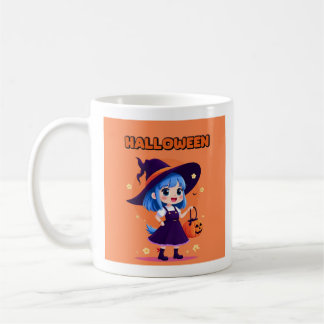 Halloween Kawaii Witch Mug – Blue Hair Pumpkin Kaffeetasse