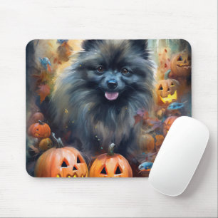 Halloween Keeshond mit Pumpkins Beängstigend Mousepad
