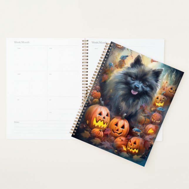 Halloween Keeshond mit Pumpkins Beängstigend Planer (Anzeige)