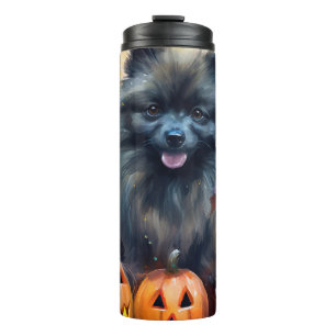 Halloween Keeshond mit Pumpkins Beängstigend Thermosbecher