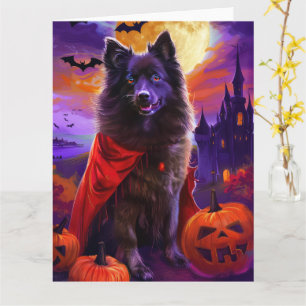 Halloween Keeshond Vampire Pumpkins Beängstigend Karte