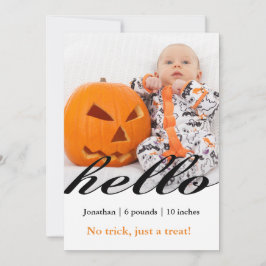 Halloween kein Trick nur ein Leckerei Baby Foto Ankündigung