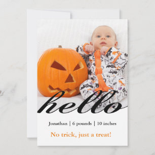 Halloween kein Trick nur ein Leckerei Baby Foto Ankündigung