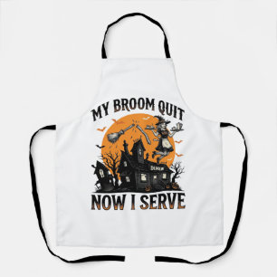 Halloween-Kellnerin-Shirt Besen Zerbrochen Humor_1 Schürze
