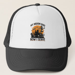 Halloween-Kellnerin-Shirt Besen Zerbrochen Humor_1 Truckerkappe