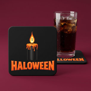 Halloween-Kerzenflamme Rechteckiger Pappuntersetzer