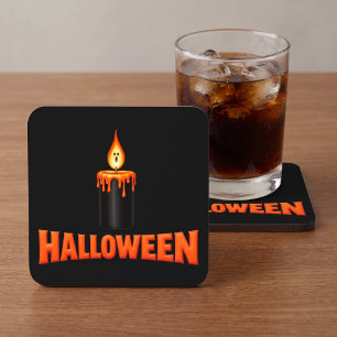 Halloween-Kerzenflamme Rechteckiger Pappuntersetzer