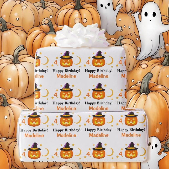 Halloween Kids benennen Kind's Geburtstag personal Geschenkpapier (Von Creator hochgeladen)