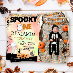 Halloween Kids Costume 1. Geburtstag Party Foto Einladung