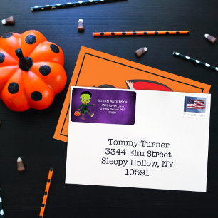 Halloween Kid's Costume Party Frankenstein Adressaufkleber