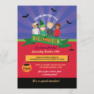 Halloween Kid's Costume Pumpkin Party Einladung