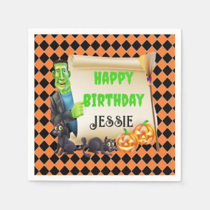 Halloween Kids Name Frankenstein Geburtstag Custom Serviette