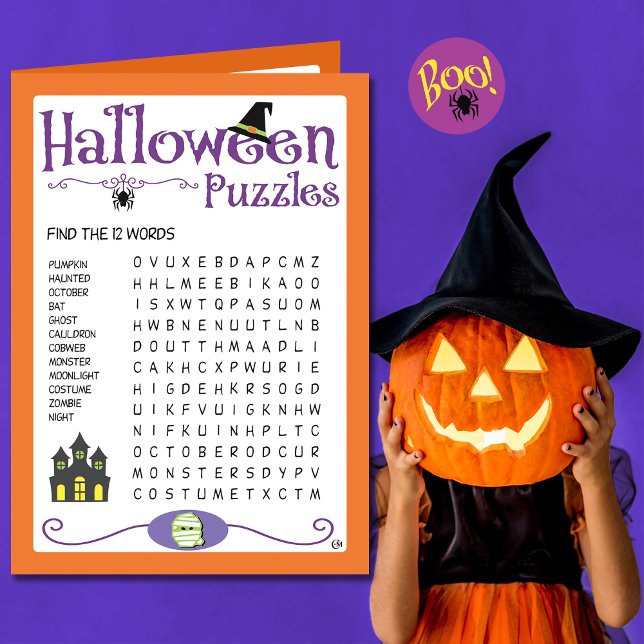 Halloween Kids Puzzles Activity Card Karte (Von Creator hochgeladen)