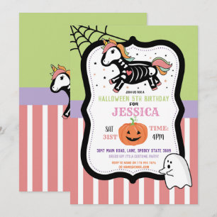 Halloween Kids Unicorn Skeleton Spaß Einladung
