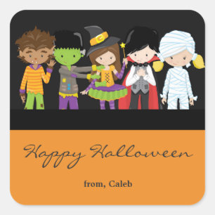 Halloween-Kinder in Kostümen Süße Partygeschenk-Au Quadratischer Aufkleber