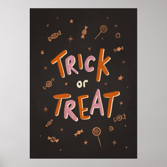Halloween-Kinder tricksen oder behandeln Kunstdruc Poster (Vorne)