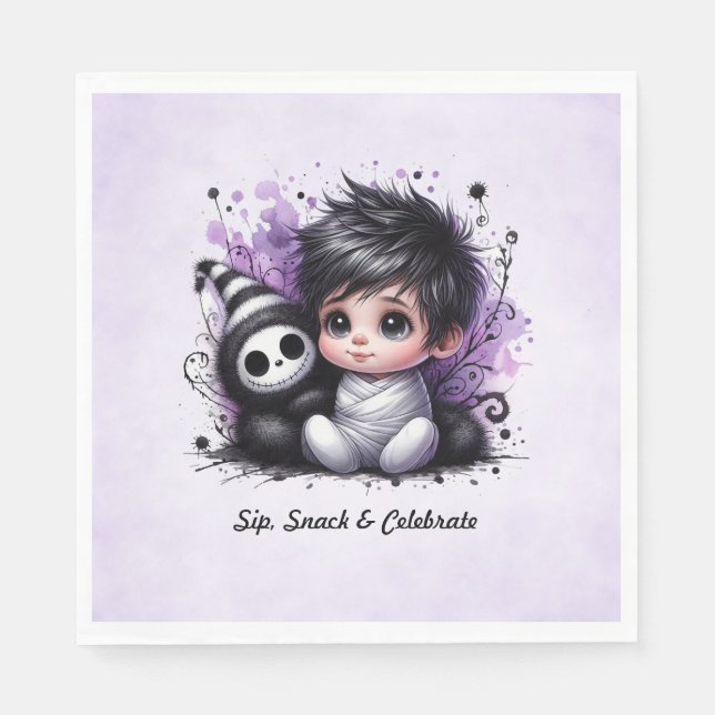 Halloween-Kinderdusche - Lila Gotisches Baby Serviette (Vorderseite)