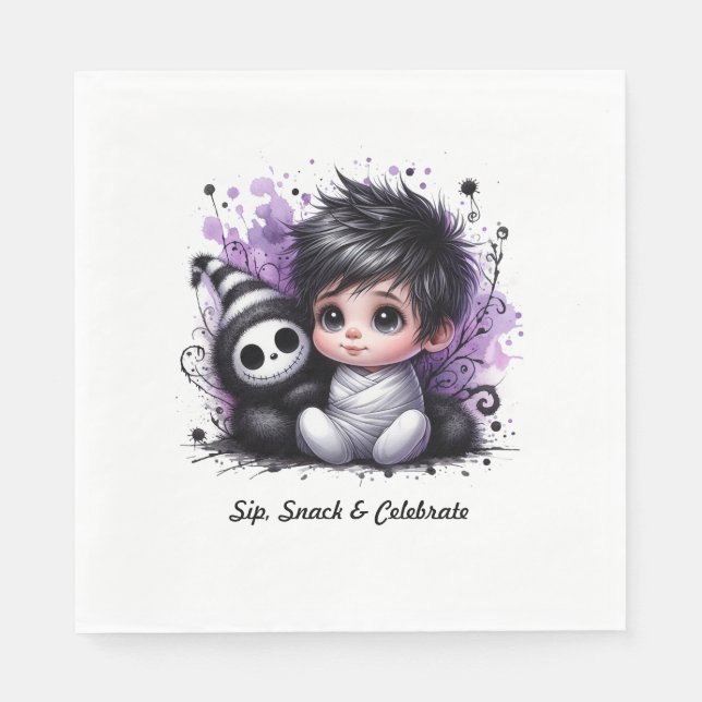 Halloween-Kinderdusche - Lila Gotisches Baby Serviette (Vorderseite)