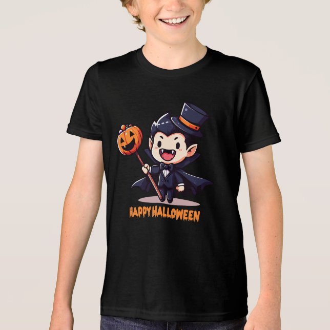 Halloween - Kindlicher Vampir Tri-Blend Shirt (Vorderseite)