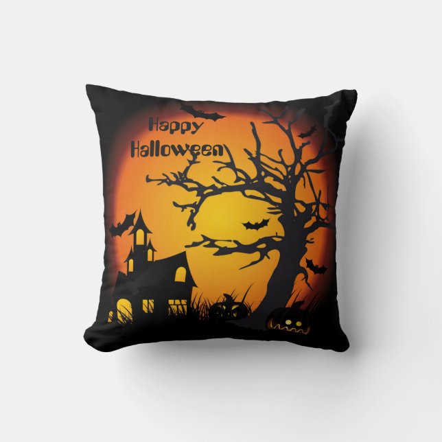 Halloween-Kissen aus Polyester 16" x 16"/Spooky Kissen (Vorderseite)