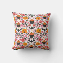 Halloween-Kissen | Florals, Pumpkin & Bats