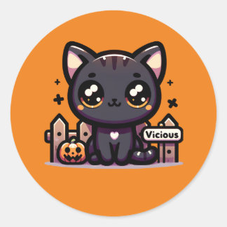 Halloween Kitten Vicious Niedlich Cat Runder Aufkleber