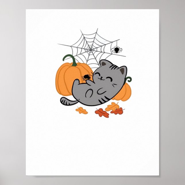 Halloween Kitty and Spiders Classic T - Shirt Poster (Vorne)