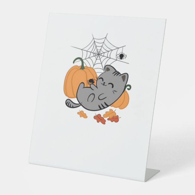 Halloween Kitty and Spiders Classic T - Shirt Sockelschild (Vorderseite)
