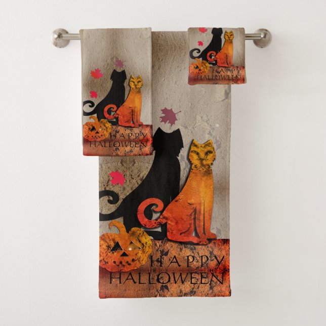 Halloween Kitty Cat Badhandtuch Set (Insitu)